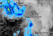 NASA測量了兩個美屬薩摩亞熱帶氣旋的降雨量