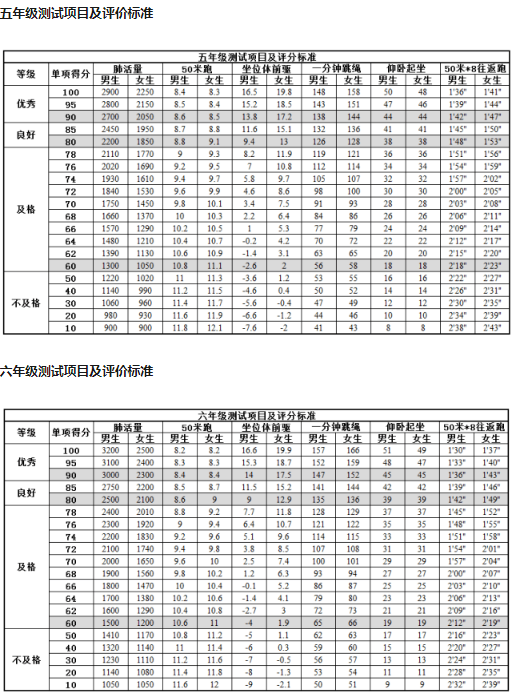 小學(xué)生體育達(dá)標(biāo)標(biāo)準(zhǔn)2021