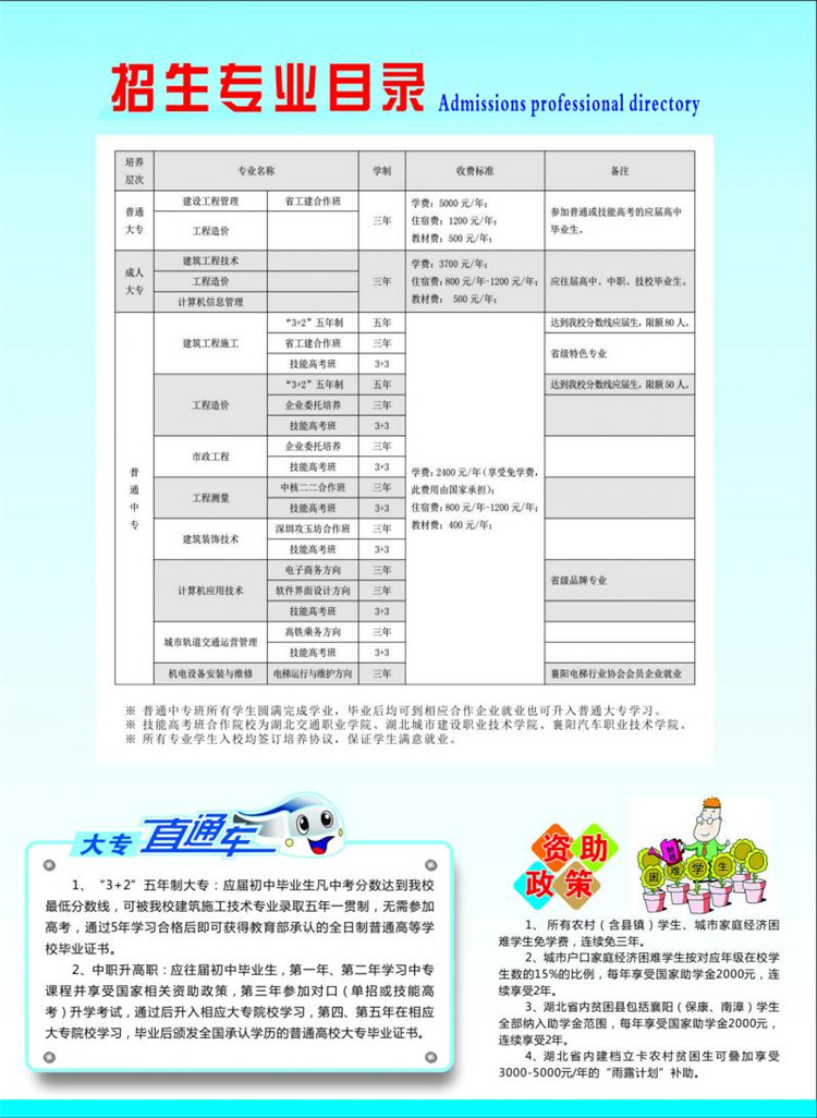 2018湖北省工業(yè)建筑學校招生計劃及簡章