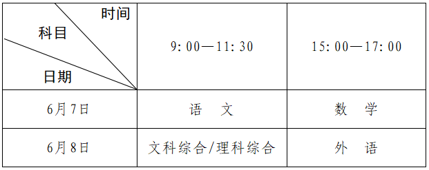 2021河南省高考具體時(shí)間安排