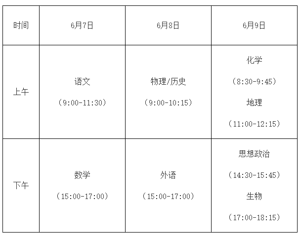 2021福建省高考具體時(shí)間安排