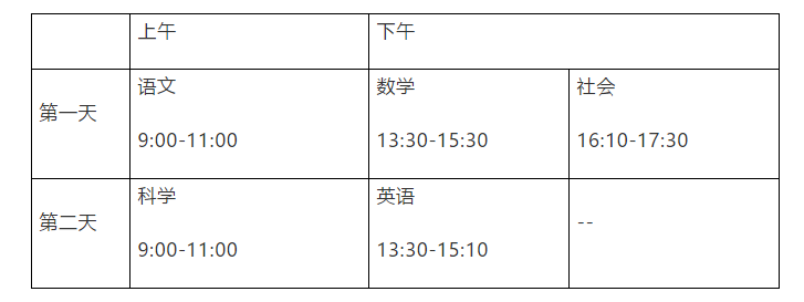 2021年義烏市中考時(shí)間公布