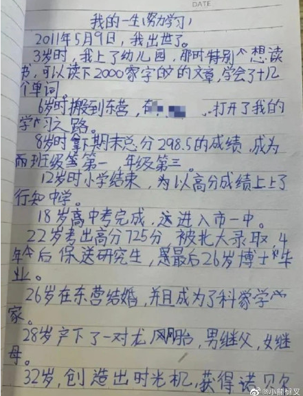 小朋友給自己安排的一生