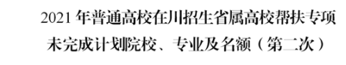 四川2021國家專項計劃第三次征集志愿計劃