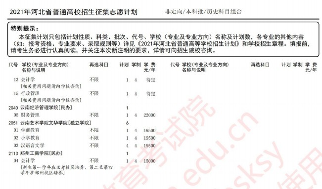 2021河北高考本科批征集志愿計(jì)劃（歷史）9.jpg