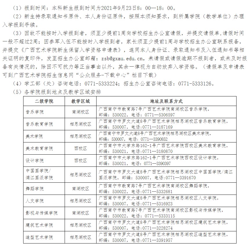 2021廣西藝術(shù)學(xué)院迎新網(wǎng)登陸入口 新生報到時間及入學(xué)須知