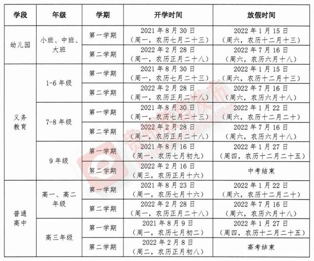 2021遵義中小學暑假開學時間公布