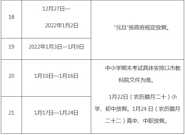 2021-2022十堰中小學(xué)校歷 暑假放假時(shí)間