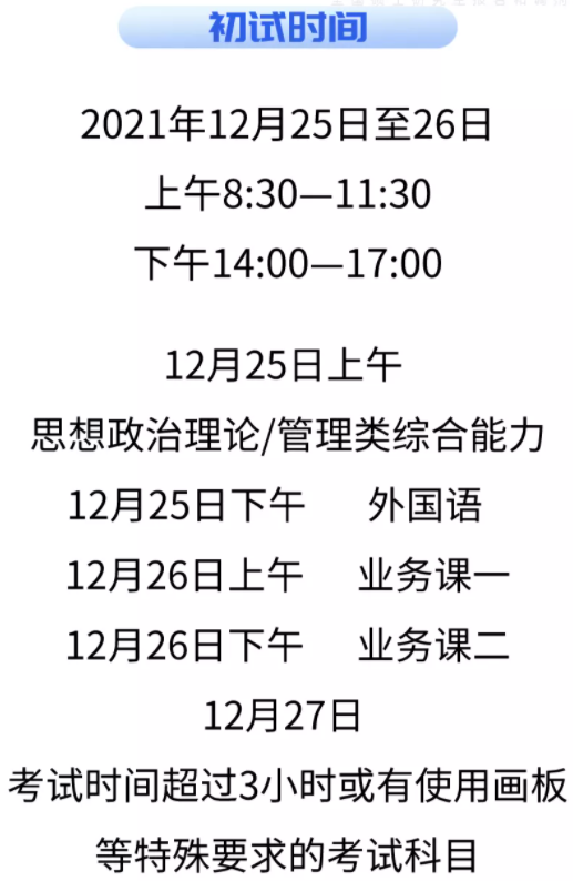 2022考研初試具體時間安排