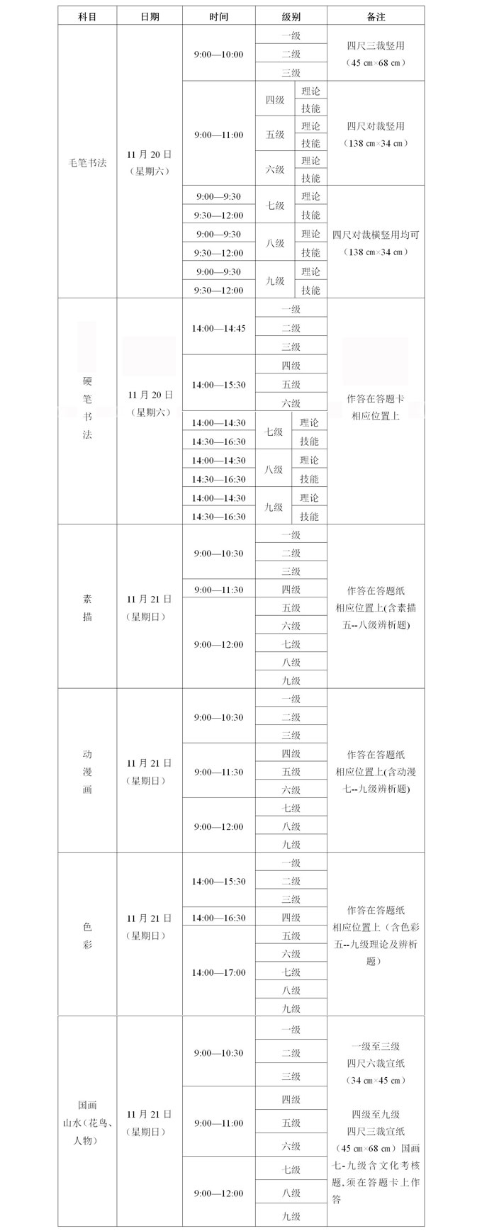 四川2021下半年書畫等級考試時間安排及考點(diǎn)設(shè)置