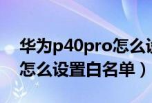 華為p40pro怎么設(shè)置白名單（華為p50pro怎么設(shè)置白名單）