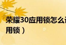 榮耀30應(yīng)用鎖怎么設(shè)置（榮耀x20怎樣設(shè)置應(yīng)用鎖）