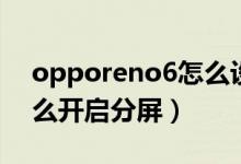 opporeno6怎么設(shè)置分屏（opporeno6怎么開啟分屏）