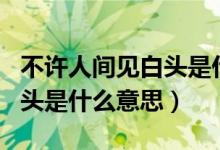 不許人間見白頭是什么意思呢（不許人間見白頭是什么意思）