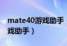 mate40游戲助手（華為mate40如何啟用游戲助手）