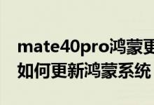 mate40pro鴻蒙更新只有3g（華為mate40如何更新鴻蒙系統(tǒng)）