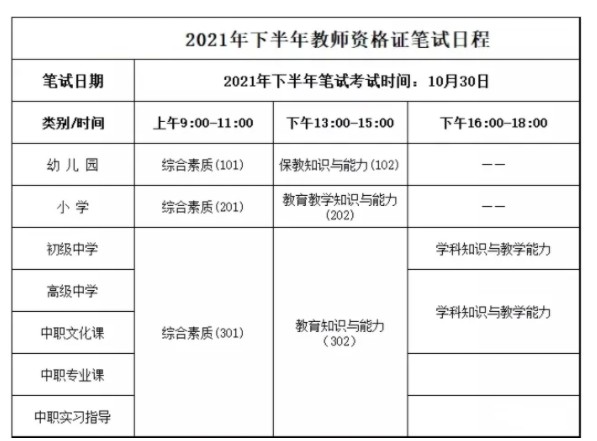 教資2021下半年考試時(shí)間