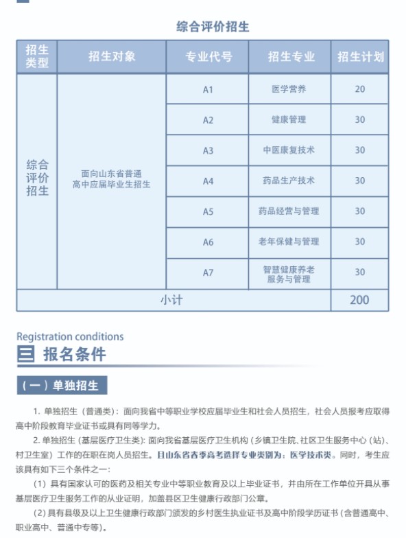 菏澤醫(yī)學?？茖W校單招和綜合評價招生簡章