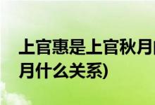 上官惠是上官秋月的什么人(上官惠和上官秋月什么關(guān)系)