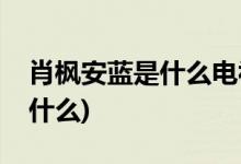 肖楓安藍(lán)是什么電視劇(肖楓安藍(lán)的電視劇是什么)