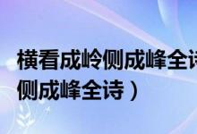 橫看成嶺側(cè)成峰全詩書法作品欣賞（橫看成嶺側(cè)成峰全詩）