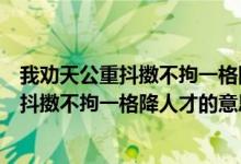 我勸天公重抖擻不拘一格降人才的意思是什么（我勸天公重抖擻不拘一格降人才的意思）