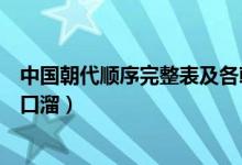 中國(guó)朝代順序完整表及各朝特征（中國(guó)朝代順序完整表及順口溜）