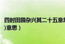 四時田園雜興其二十五意思和注釋（四時田園雜興(其二十五)意思）