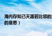 海內存知己天涯若比鄰的意思視頻（海內存知己天涯若比鄰的意思）