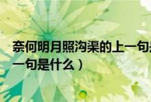 奈何明月照溝渠的上一句是什么意思（奈何明月照溝渠的上一句是什么）