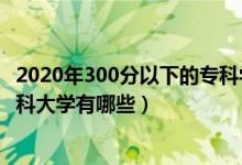 2020年300分以下的?？茖W校（2022年300分左右的公辦專科大學有哪些）