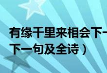 有緣千里來相會下一句翻譯（有緣千里來相會下一句及全詩）