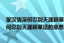 蒙漢情深何忍別天涯碧草話的意思是什么150字（蒙漢情深何忍別天涯碧草話的意思是什么）