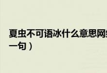 夏蟲不可語冰什么意思網(wǎng)絡(luò)用語（夏蟲不可語冰什么意思下一句）