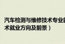 汽車檢測(cè)與維修技術(shù)專業(yè)就業(yè)前景（2022汽車檢測(cè)與維修技術(shù)就業(yè)方向及前景）