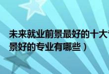 未來就業(yè)前景最好的十大專業(yè)是哪些專業(yè)（未來十大就業(yè)前景好的專業(yè)有哪些）