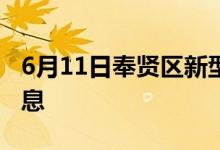 6月11日奉賢區(qū)新型冠狀病毒肺炎疫情最新消息