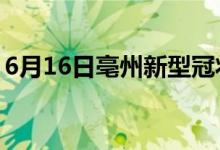 6月16日亳州新型冠狀病毒肺炎疫情最新消息