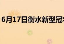 6月17日衡水新型冠狀病毒肺炎疫情最新消息