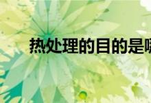 熱處理的目的是哪些（熱處理的目的）