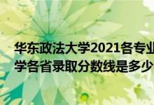 華東政法大學(xué)2021各專業(yè)錄取分?jǐn)?shù)線（2021年華東政法大學(xué)各省錄取分?jǐn)?shù)線是多少）