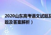 2020山東高考語(yǔ)文試題及答案解析（2020山東高考語(yǔ)文試題及答案解析）