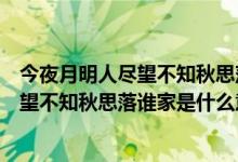 今夜月明人盡望不知秋思落誰(shuí)家是什么句式（今夜月明人盡望不知秋思落誰(shuí)家是什么意思）