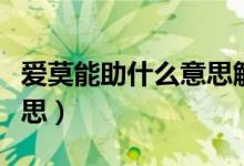 愛莫能助什么意思解釋一下（愛莫能助什么意思）