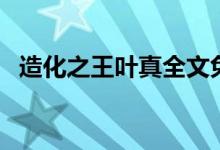 造化之王葉真全文免費(fèi)閱讀（造化的意思）