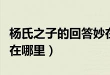 楊氏之子的回答妙在哪里（楊氏之子的回答妙在哪里）