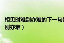 相見時(shí)難別亦難的下一句是什么（別時(shí)容易見時(shí)難 相見時(shí)難別亦難）