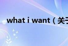 what i want（關(guān)于what i want的介紹）