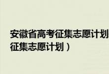 安徽省高考征集志愿計(jì)劃表2021（2022安徽高考提前批次征集志愿計(jì)劃）