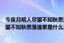 今夜月明人盡望不知秋思落誰家是什么習(xí)俗（今夜月明人盡望不知秋思落誰家是什么意思）